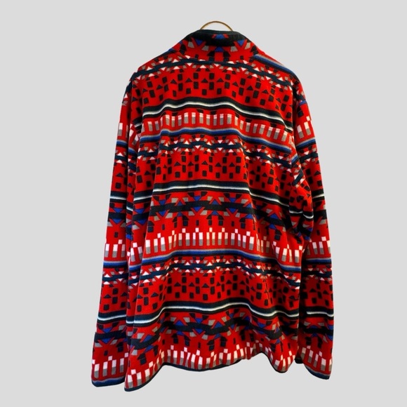 Eddie Bauer Men’s Fleece Sweater T2XL Red Geometric Pattern - Picture 12 of 14